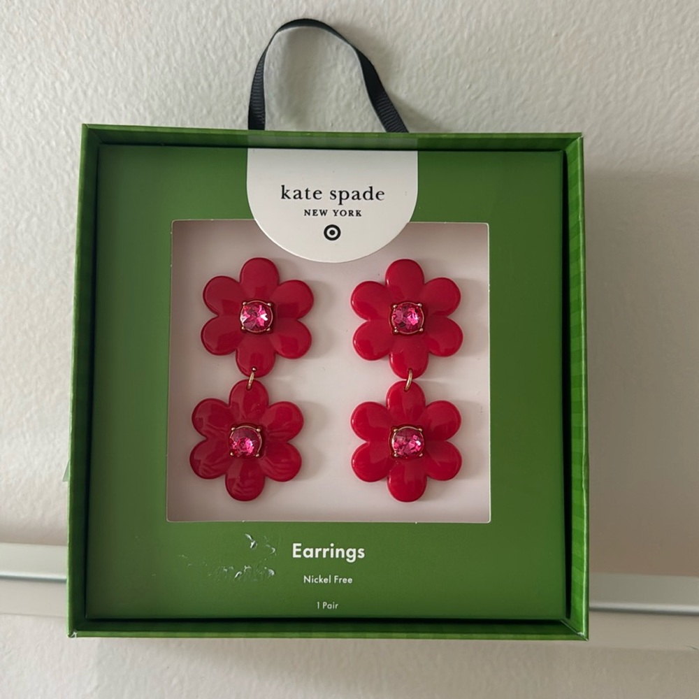 Kate spade x Target red flower earrings - NIB